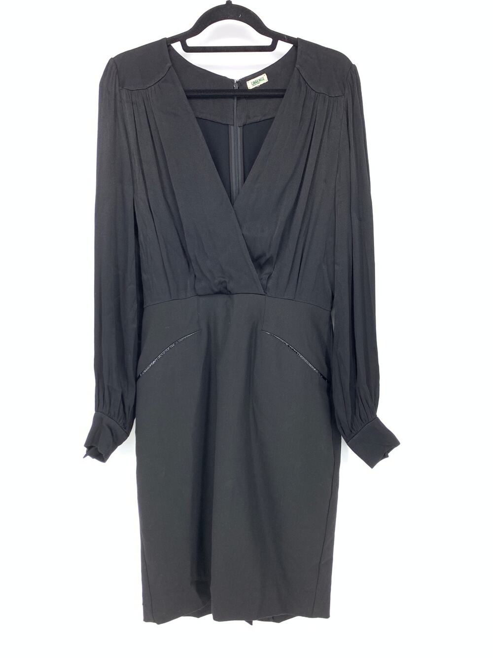 L'Agence Womens Size 8 Surplice Sheath Dress Black Long Sleeve